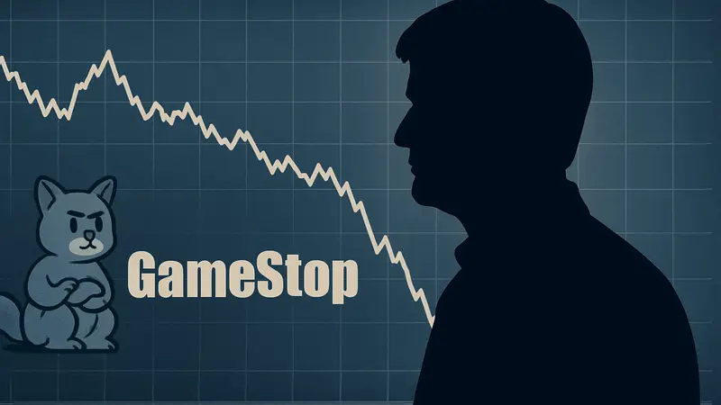 Майкл Бьюрри, известный инвестор, на фоне графика акций GameStop