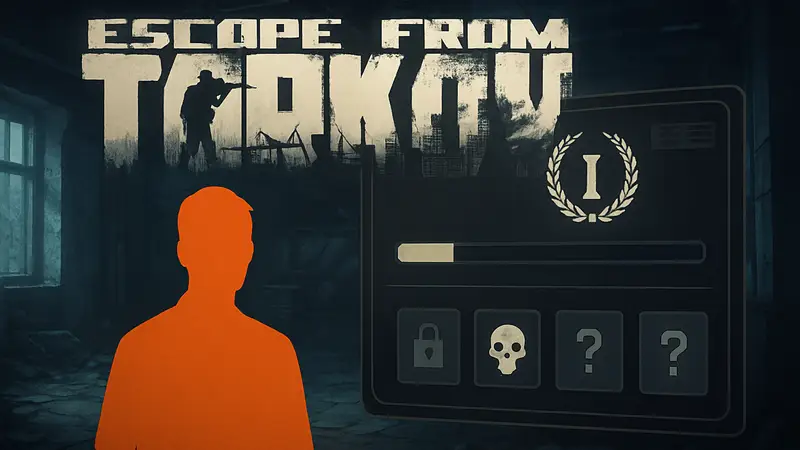 Логотип Escape from Tarkov и элементы интерфейса игры, связанные с системой Престижа