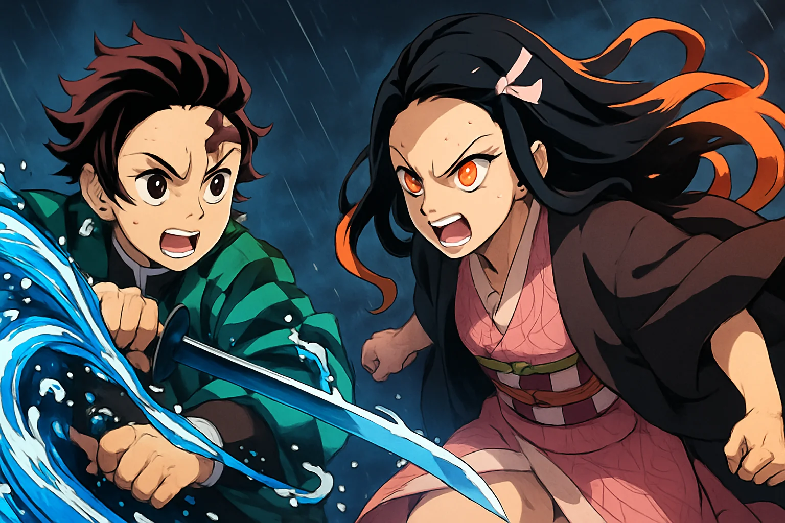 Кадр из аниме Demon Slayer, демонстрирующий высокого качества анимацию и эмоциональных персонажей