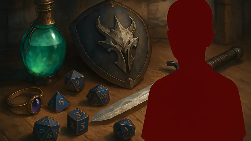 Предметы из Baldur's Gate 3, лежащие рядом с кубиками D&D