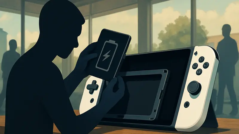 Изображение Nintendo Switch 2 с акцентом на аккумулятор