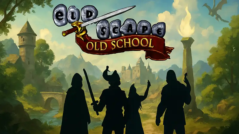 Логотип Old School RuneScape с элементами фэнтезийного мира и указанием "Лето 2026"
