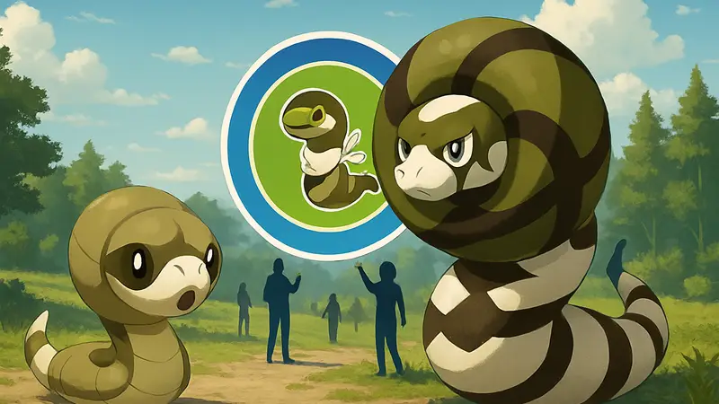 Покемоны Силикобра и Сандаконда из 8 поколения в Pokemon GO на фоне иконки события