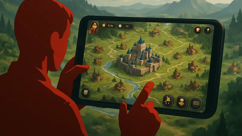 Интерфейс мобильной стратегии Order of Kings с картой и элементами управления