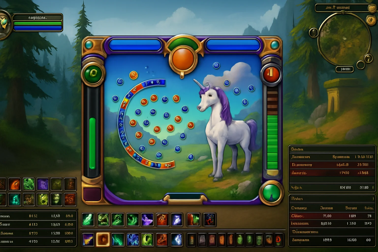 Интерфейс World of Warcraft с модификациями, Peggle аддон, пользовательские UI-элементы.