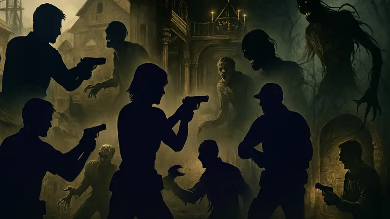 Персонажи Resident Evil в бою, коллаж из разных игр серии