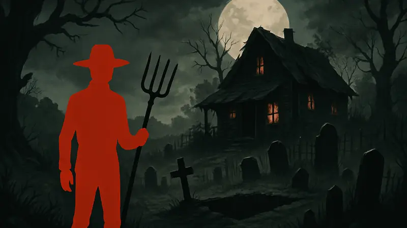 Обложка или ключевой арт Grave Seasons, изображающий мрачную ферму с таинственными элементами хоррора.