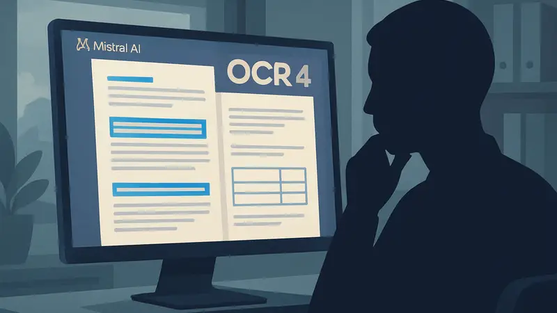Изображение интерфейса, демонстрирующего работу OCR 4 от Mistral AI с распознанным документом и выделенными блоками.