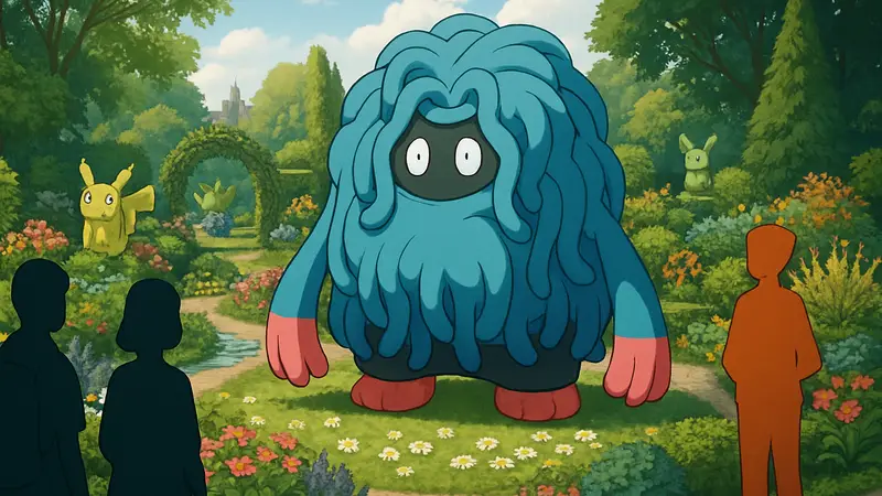Тематический сад Pokémon Pokopia в Лондоне с фигурой Тангроута