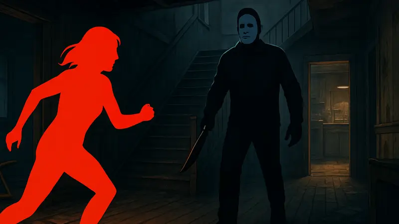 Скриншот или арт из игры Psycho Killer, демонстрирующий элементы слэшера и триллера.