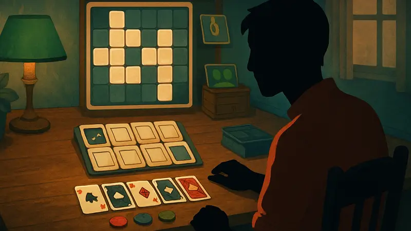 Скриншот или концепт-арт игры Beyond Words, демонстрирующий смесь карточных механик и составления слов