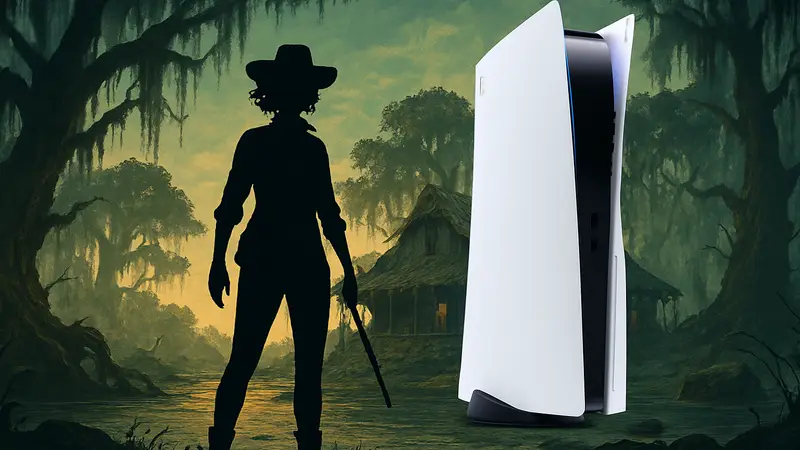 Логотип игры South of Midnight на фоне PS5