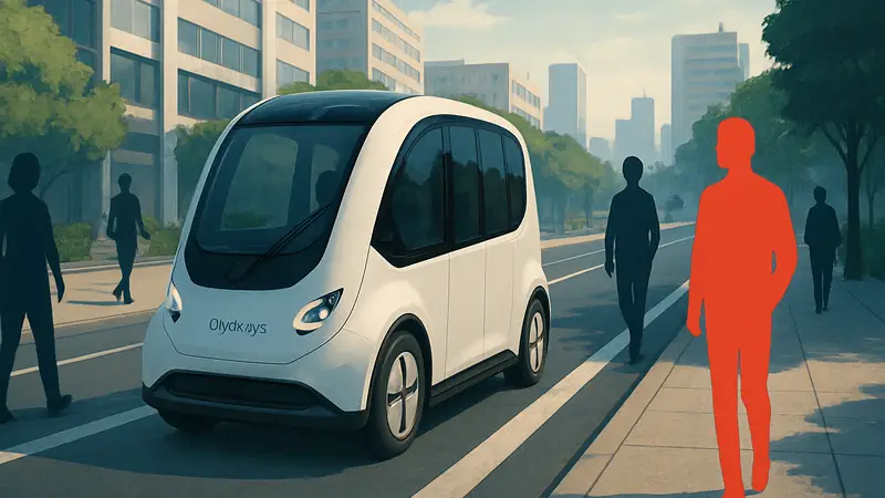 Концепт-арт автономного электрического пода Glydways, движущегося по выделенной полосе.