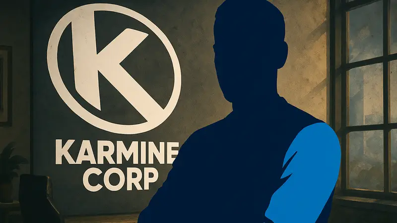 Amine 'Prime' Mekri, сооснователь Karmine Corp, на фоне логотипа команды