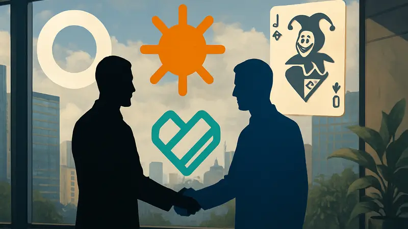Логотипы Integrated Media Company, GameSpot, Fandom и Balatro, символизирующие сделку по приобретению.