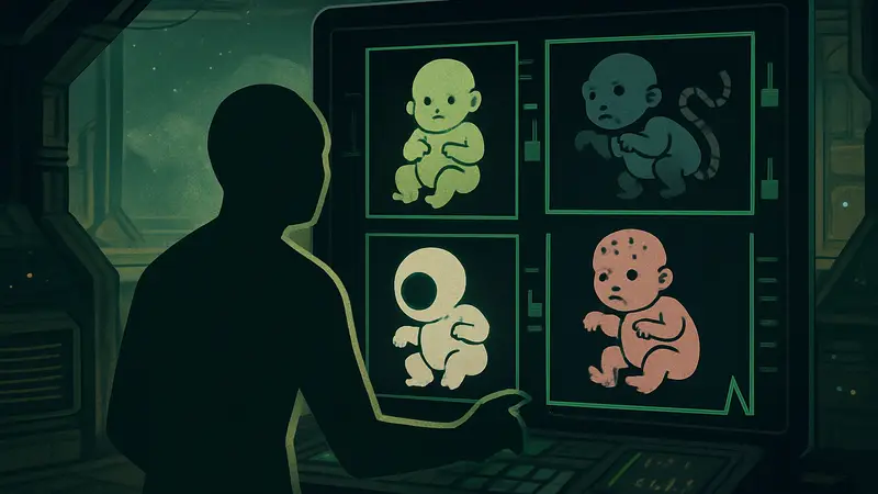 Изображение Space Warlord Baby Trading Simulator, демонстрирующее торговый интерфейс с младенцами.