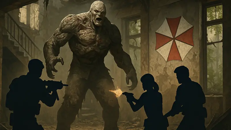 Герои Resident Evil уничтожают Тирана, нанося ущерб корпорации Umbrella в игре.
