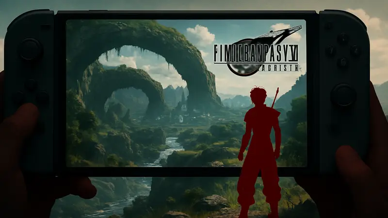 Скриншот Final Fantasy VII Rebirth на Nintendo Switch 2, геймплей, логотип FFVII Rebirth