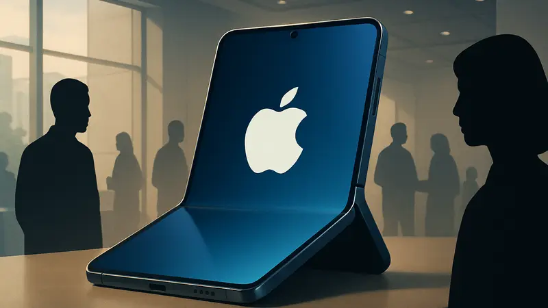 Концепт складного iPhone с логотипом Apple на экране.