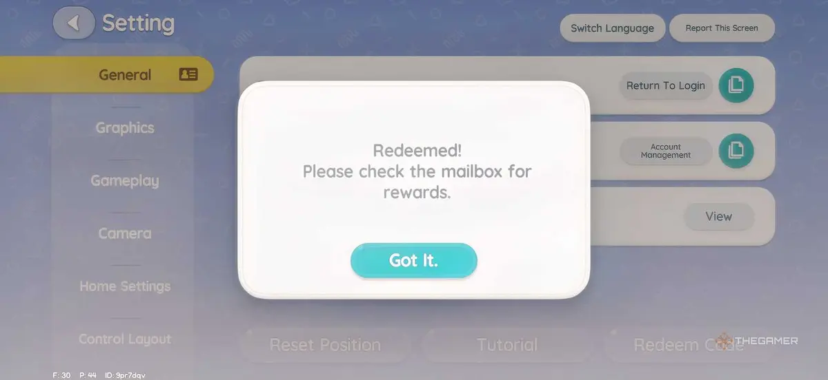 Redeeming a code in Heartopia.