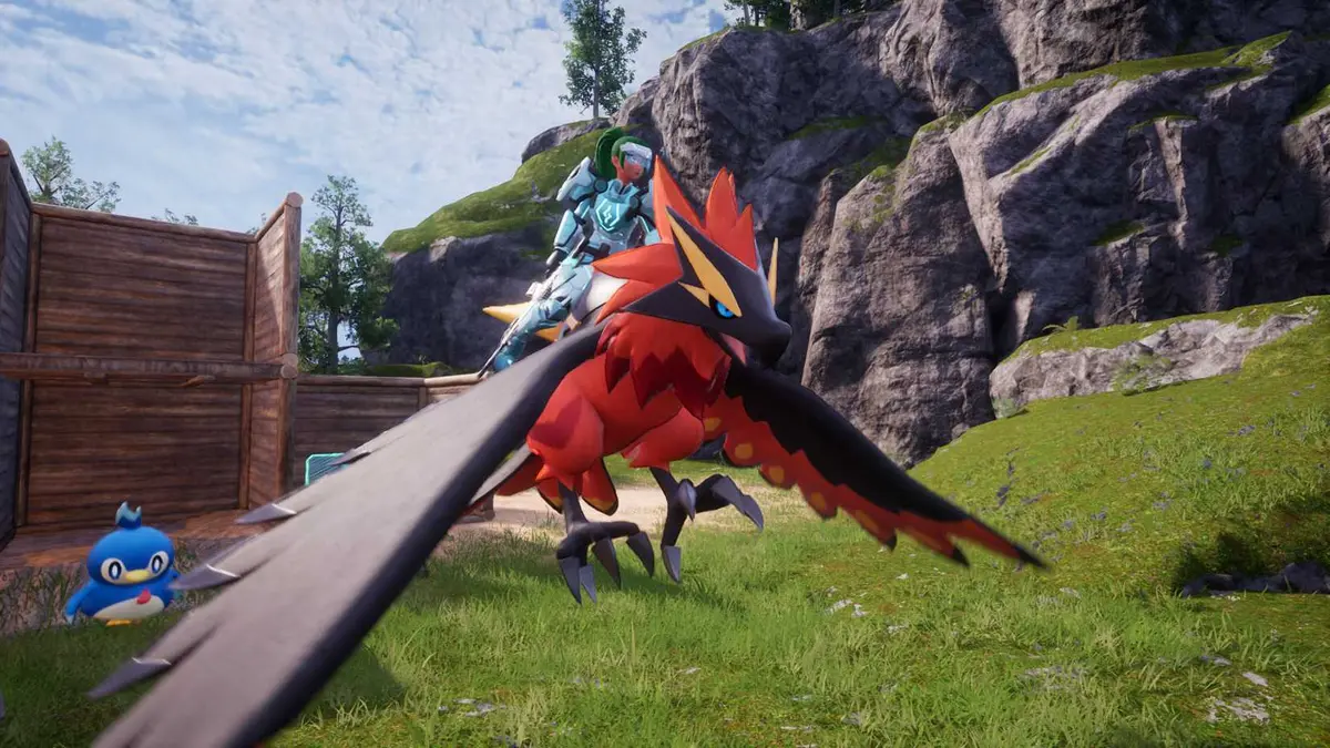 A Palworld screenshot showing the Ragnahawk flying mount