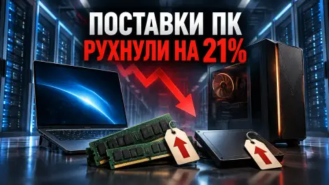 Поставки ПК рухнули на 21% из-за подорожания памяти