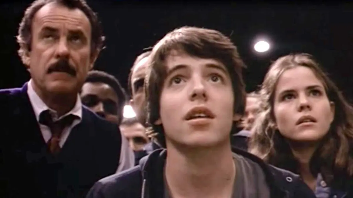 Matthew Broderick as David Lightman looking up at WarGames