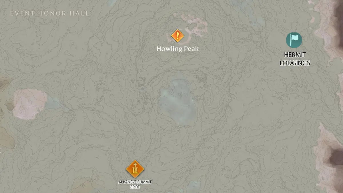 Enshrouded map highlighting base locations in Albavene Summit
