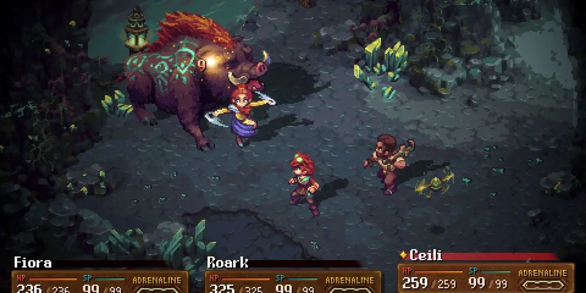 Fiora's party fighting a boar boss - Forge Of The Fae