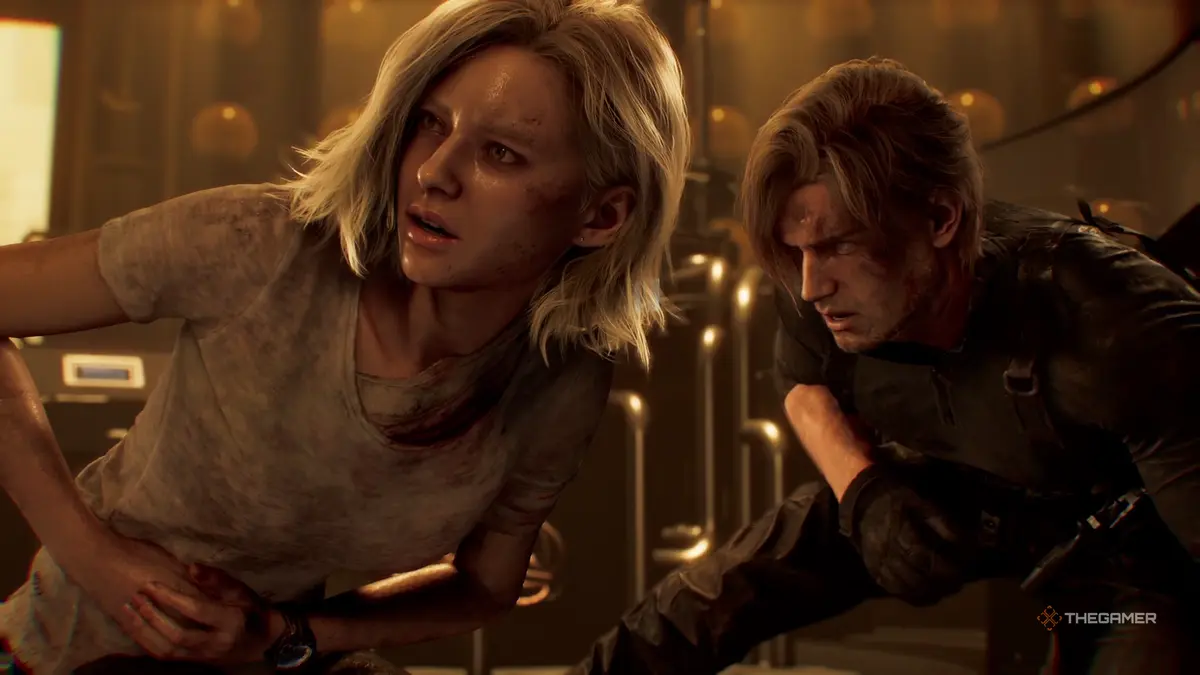 Leon and Grace prepare for battle at the end of Resident Evil Requiem.