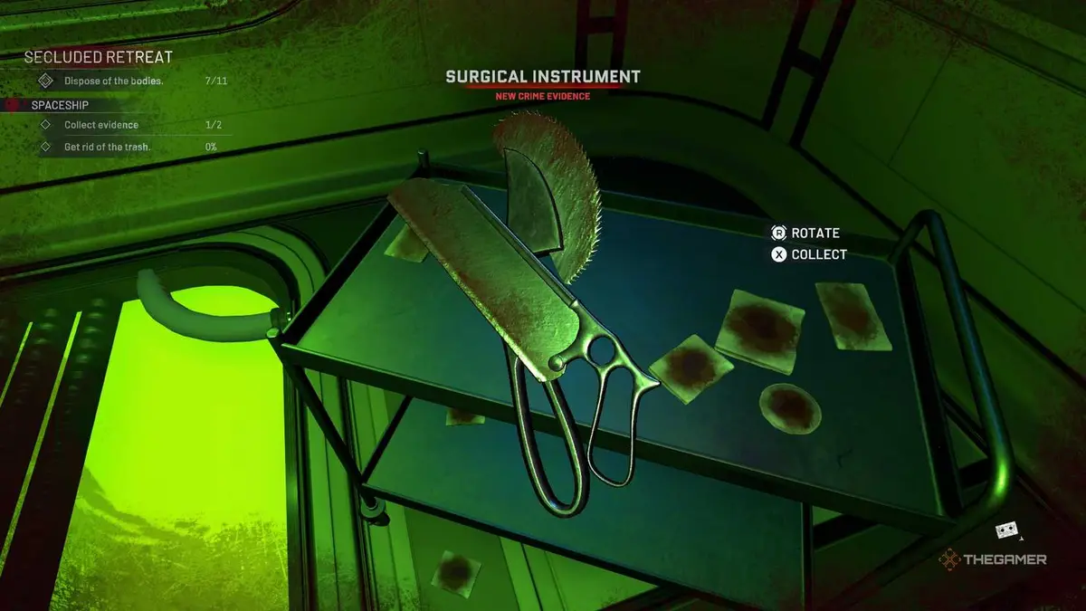 Crime Scene Cleaner surgical instruments.