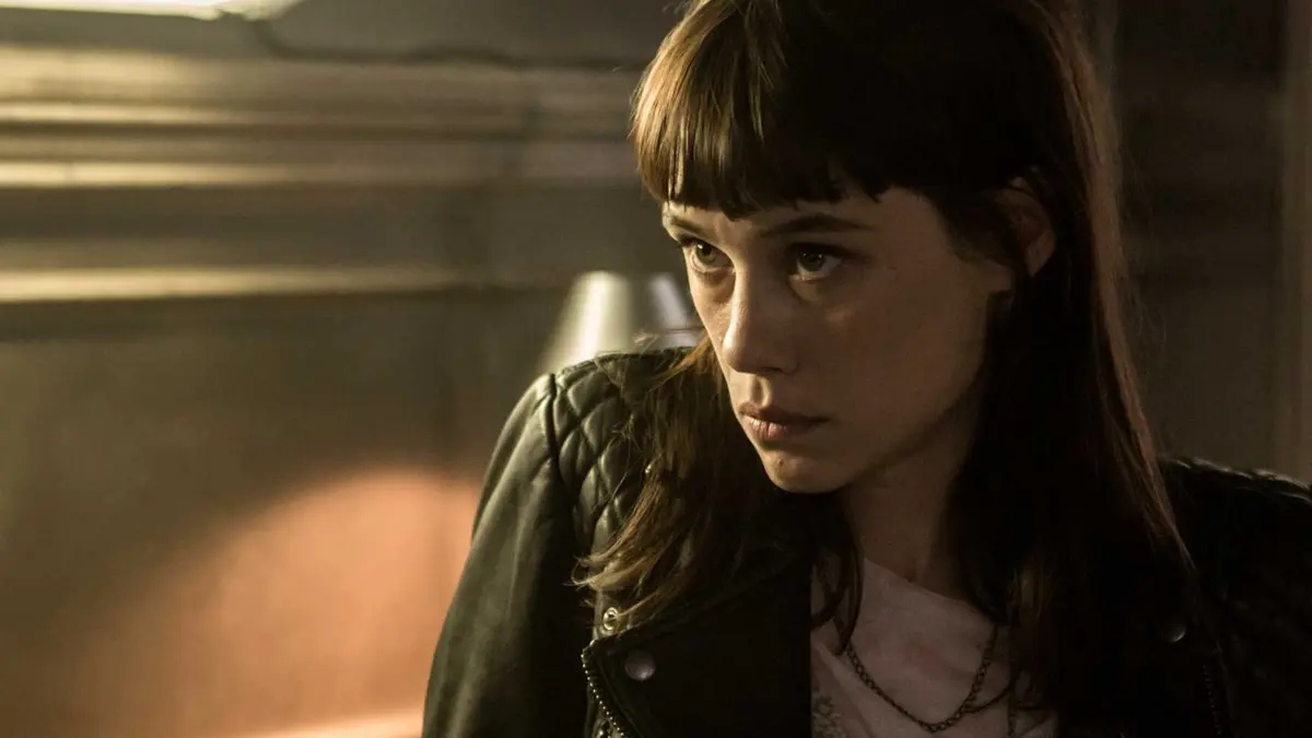 Astrid Berges Frisbey leans in The Vault