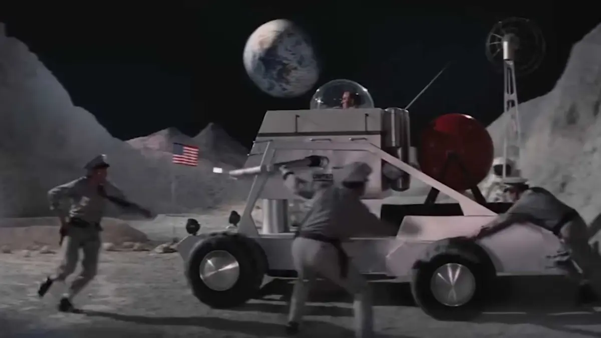 Bond in the moon buggy in diamonds are forever