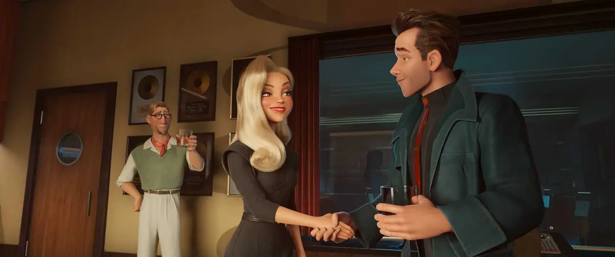 Venus and Ray shaking hands in Ray Gunn