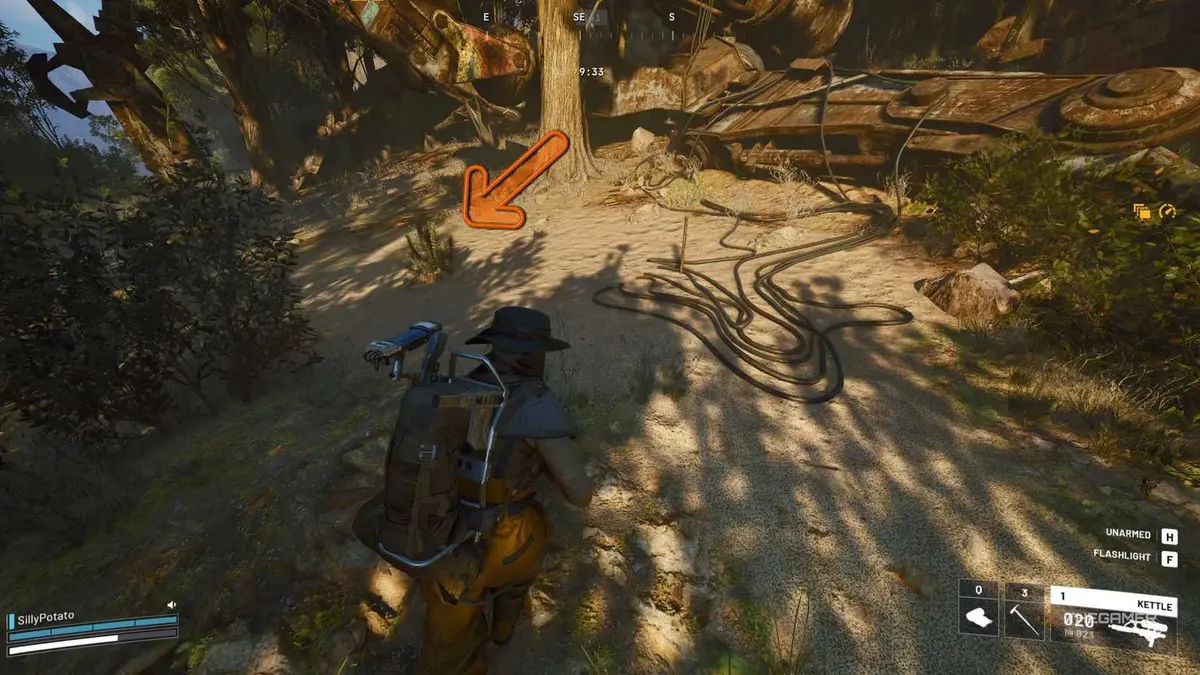 Arc Raiders bush with missing helmet in Wreckage.