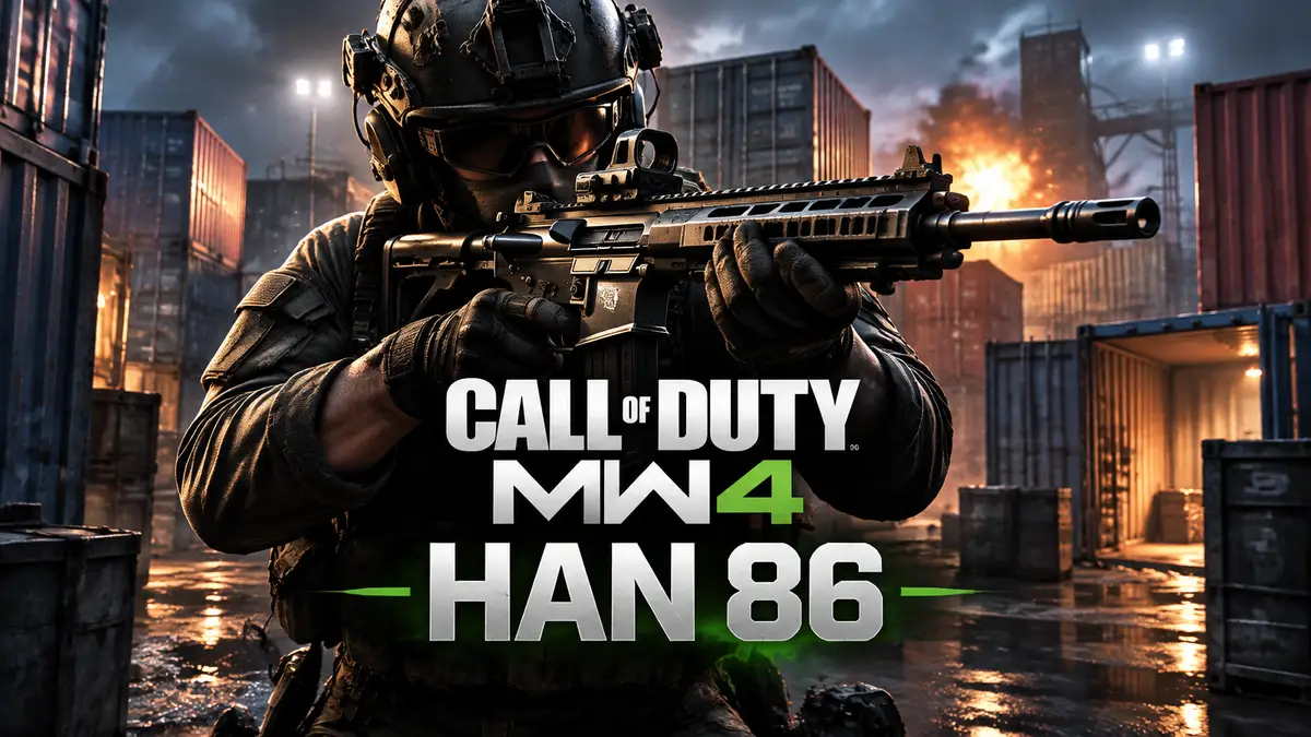 Боец спецназа с винтовкой HAN 86 на фоне контейнеров карты Shipment в Call of Duty MW4