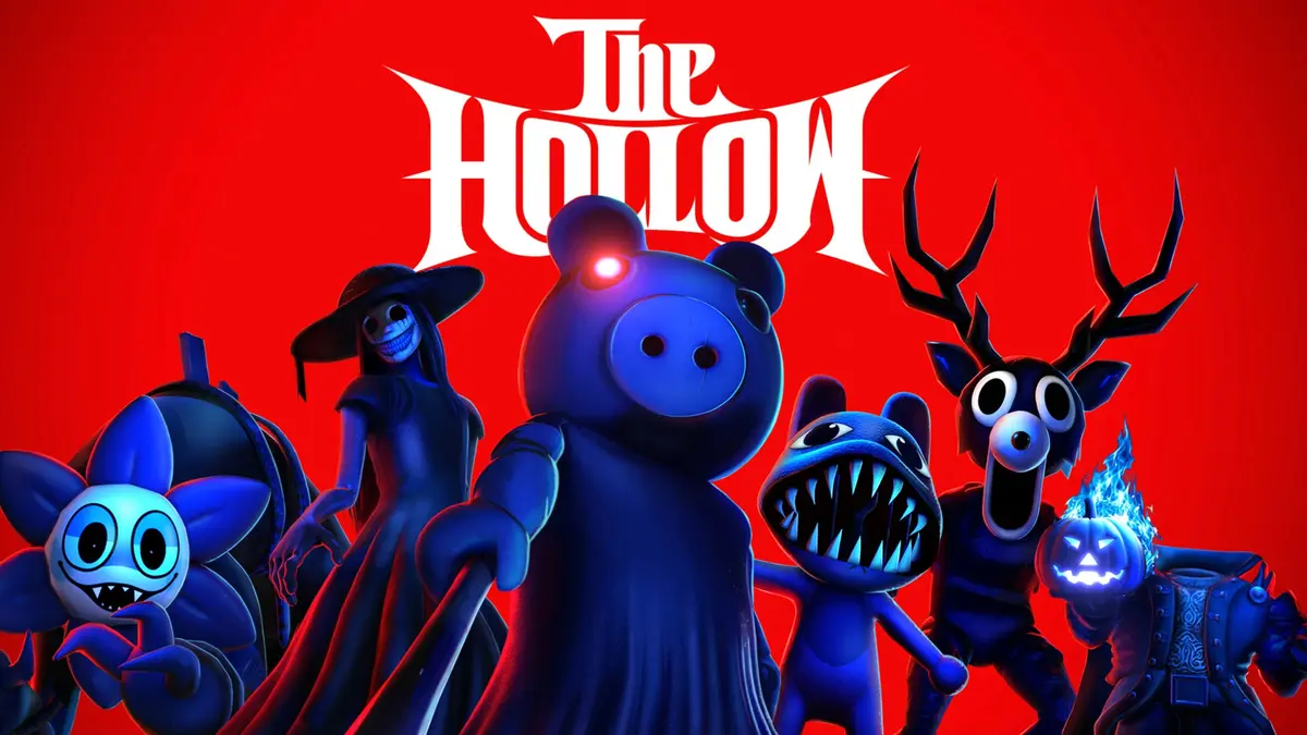 Artwork for The Hollow event, showing characters that will appear in the Roblox event like The Deer from 99 Nights in the Forest.