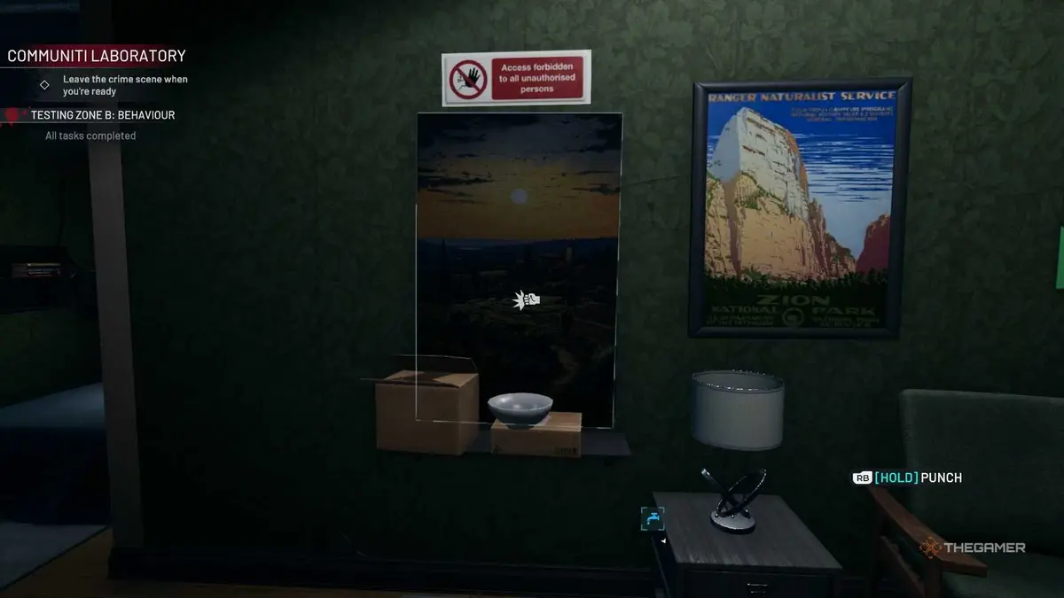 Crime Scene Cleaner breaking a painting.