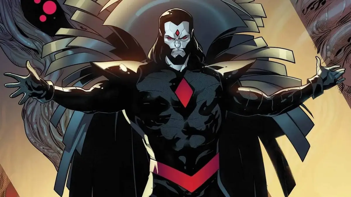 Mister Sinister in his black costume with his arms outstretched