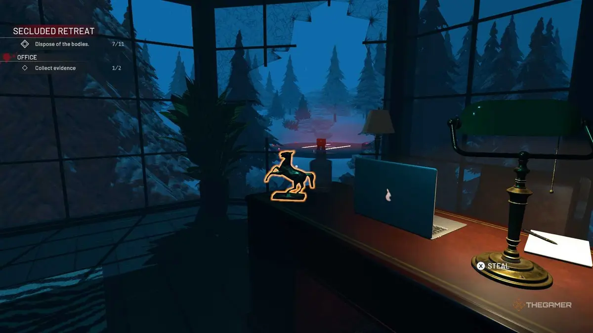 Crime Scene Cleaner gold animal statue on a desk.