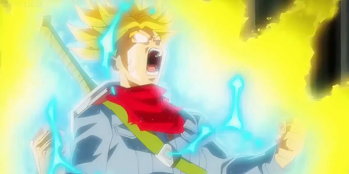 Trunks going into super saiyan rage form in Dragon Ball