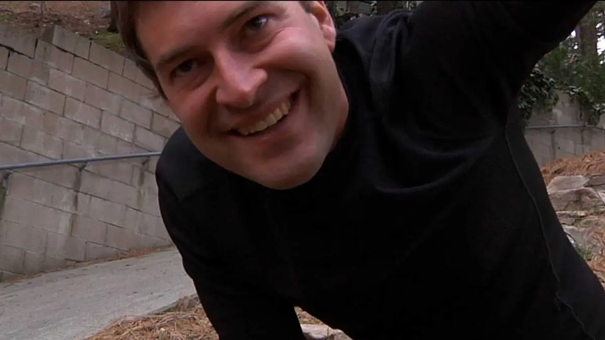 Close up of a Mark Duplass jump scare from Creep