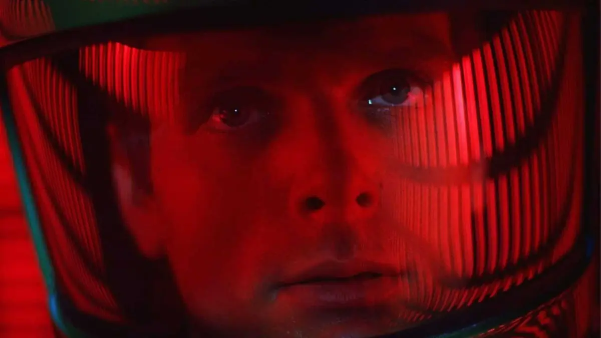 Keir Dullea as Bowman with red tint in 2001 A Space Odyssey