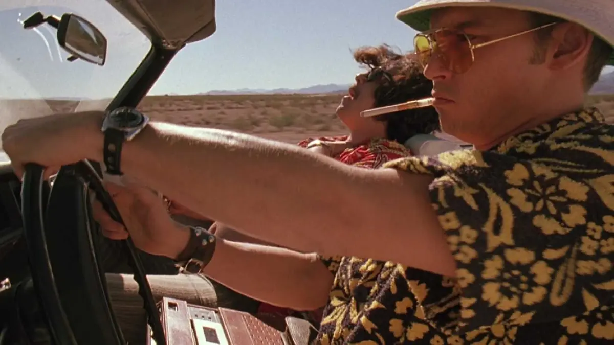 Duke and Gonzo driving through the desert in Fear and Loathing in Las Vegas