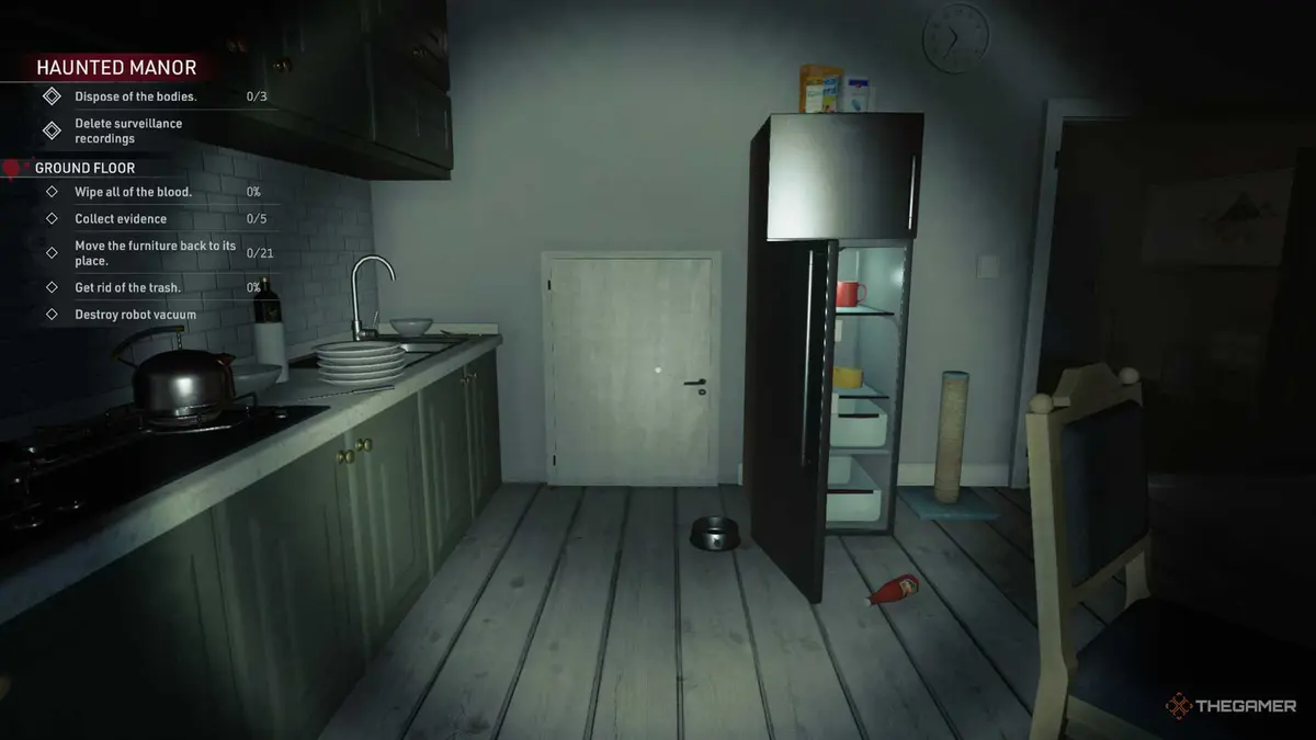 Kovalsky finds a secret door next to a fridge in Crime Scene Cleaner