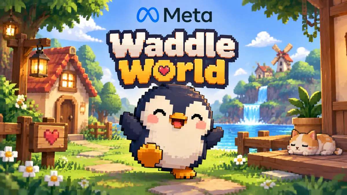 Пиксельный виртуальный питомец в уютном 16-битном мире приложения Waddle World от Meta