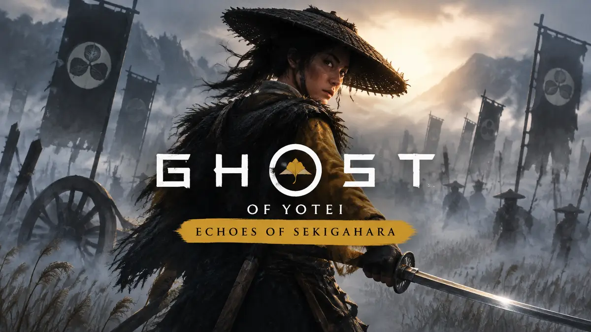 Ацу с катаной на поле битвы при Сэкигахаре в густом тумане, key art Ghost of Yotei: Echoes of Sekigahara