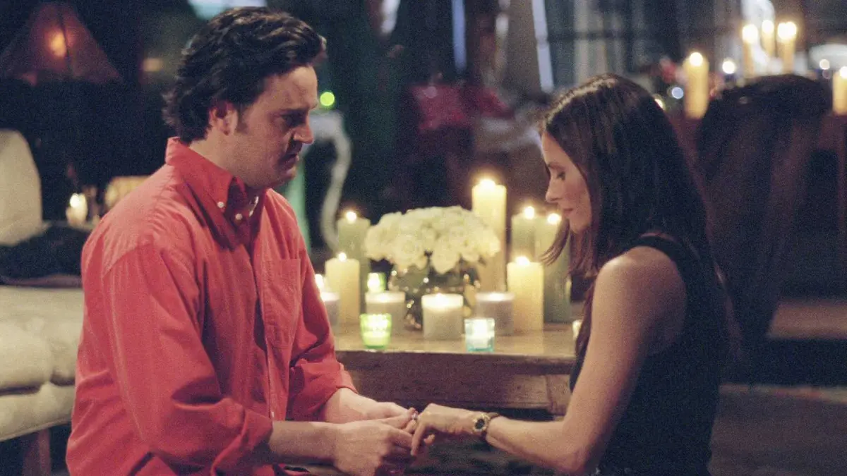 Chandler and Monica proposing to each other in Friends