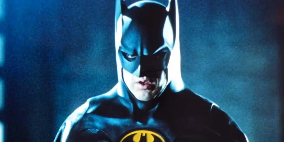 Michael Keaton as Batman looking serious