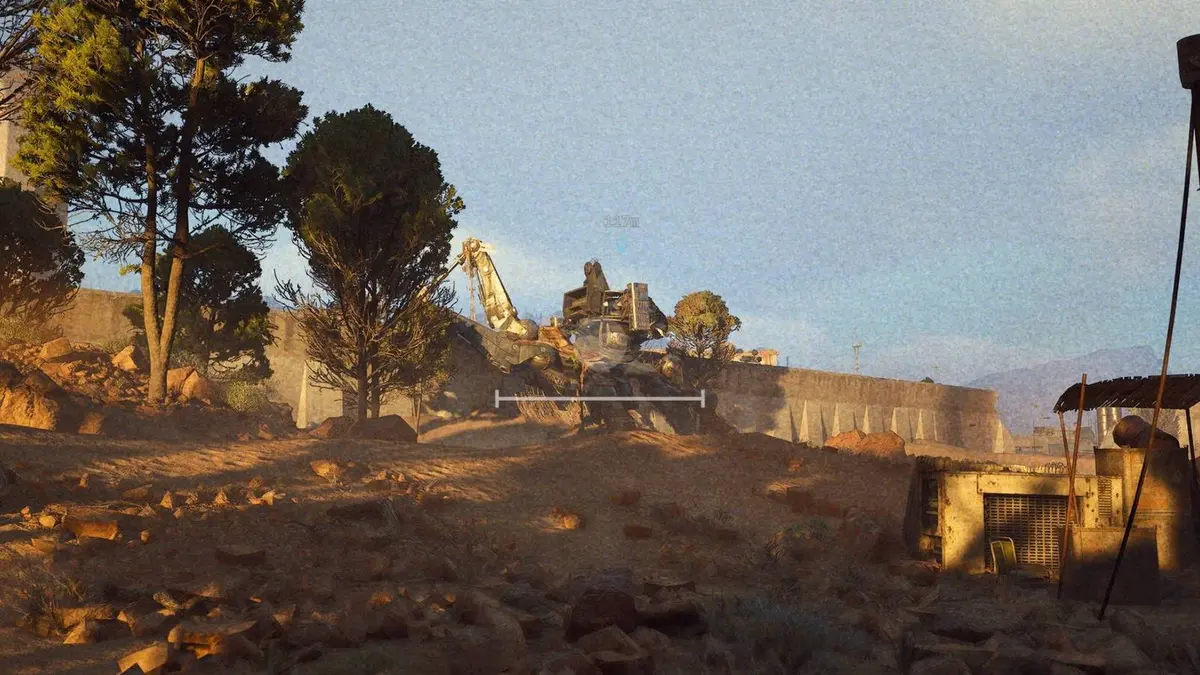 Looking at a Baron Husk on Spaceport through the camera in Arc Raiders.